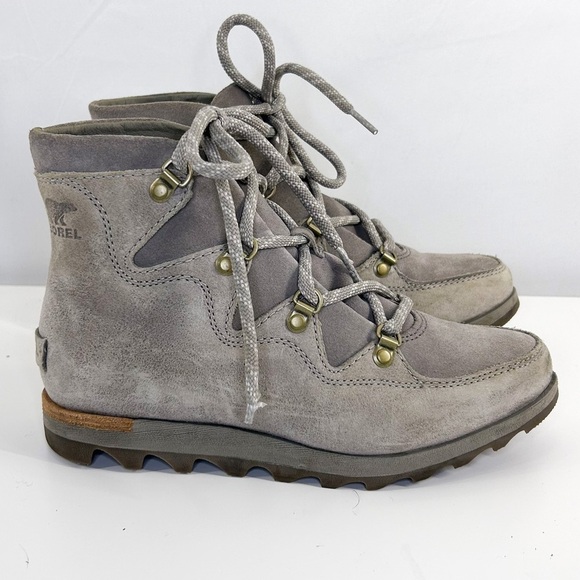 SOREL Tan Sneakchic Alpine Kettle Boots Lace up Sneakers Ankle Booties size 7 - Picture 3 of 10